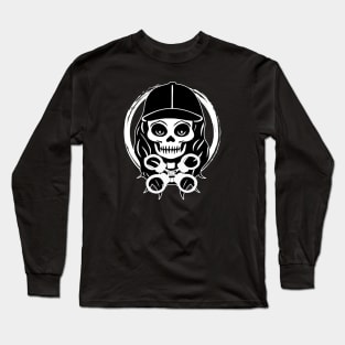 Security Skull and Crossed Handcuffs White Logo Long Sleeve T-Shirt